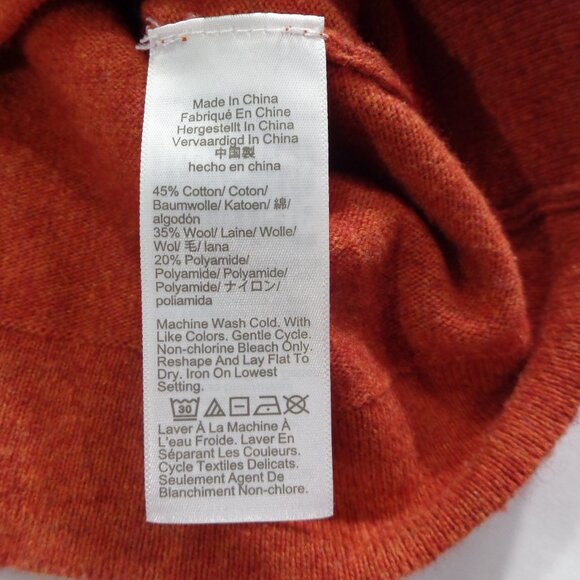 J Crew Cotton Wool Blend Teddie Sweater Crew Neck Pullover Reddish-orange Sz XS - Picture 5 of 5